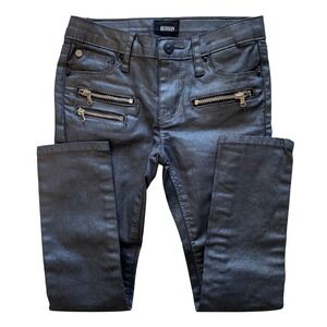 Hudson Kids Metallic Gray Skinny Jeans Size 5 Pants Moto Zipper Adjustable Waist